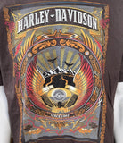 Harley Davidson Men's Mountain Range Graphic Brown Short Sleeve Shirt Size Large