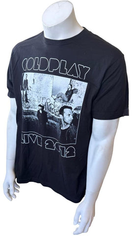 Anvil Men's Coldplay Live 2012 Tour Graphic Black Short Sleeve Shirt Size Large