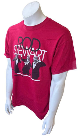 Gildan Men's Rod Stewart Dancing Graphic Red Short Sleeve Shirt Size Large