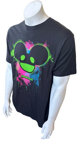 Tultex Men's Deadmau5 Colorful Head Graphic Black Short Sleeve Shirt Size Large