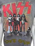 Bay Island Men's Kiss Love Gun Graphic Gray Short Sleeve Shirt Size Large