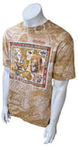 Alstyle Men's Animals Of Africa Graphic Beige Short Sleeve Shirt Size Large
