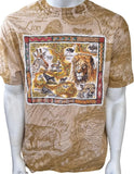 Alstyle Men's Animals Of Africa Graphic Beige Short Sleeve Shirt Size Large