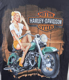 Alstyle Men's Harley Davidson Woman On Motorcycle Black Shirt Size X-Large