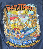 Genuine Apparel Men's Brew Thru Carolina Beach NC Graphic Navy Shirt Size Small
