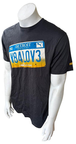 Puma Men's Detroit W84LOV3 License Plate Graphic Black Shirt Size Large