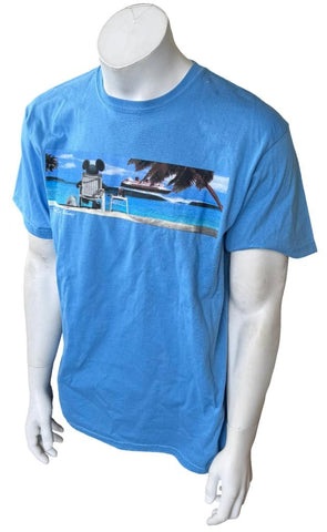 Anvil Men's Disney Castaway Cay Bahamas Mickey In Paradise Blue Shirt Size Large