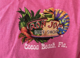 Anvil Men's Ron Jon Surf Shop Cocoa Beach Florida Graphic Pink Shirt Size Large
