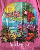 Anvil Men's Ron Jon Surf Shop Cocoa Beach Florida Graphic Pink Shirt Size Large