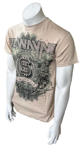 Alstyle Men's Lil Wayne I Am Music Tour Beige Short Sleeve Shirt Size Small