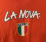 Gildan Men's La Nova Pizzeria Italia Graphic Orange Short Sleeve Shirt Size XL