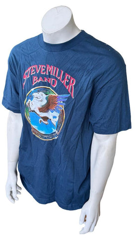 Alstyle Men's Steve Miller Band Pegasus Navy Short Sleeve Shirt Size Large