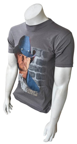 Bayside Men's Trace Adkins Cowboy's Back In Town Graphic Gray Shirt Size Small