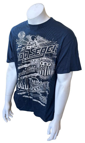 Alstyle Men's Bob Seger & The Silver Bullet Band Graphic Navy Shirt Size Large