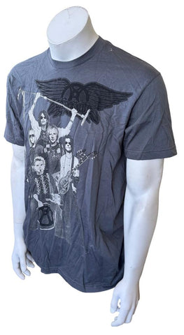 American Apparel Men's Aerosmith Tour 2010 Gray Short Sleeve Shirt Size Large