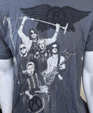 American Apparel Men's Aerosmith Tour 2010 Gray Short Sleeve Shirt Size Large