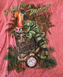 Margaritaville Men's Myrtle Beach Graphic Pink Short Sleeve Shirt Size Large