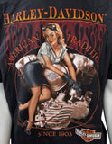 Alstyle Men's Harley Davidson Woman On Engine Graphic Black Shirt Size Large