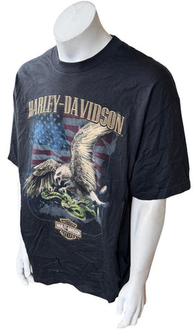 Murina Men's Harley Davidson Eagle Hunting Snake Black Shirt Size X-Large