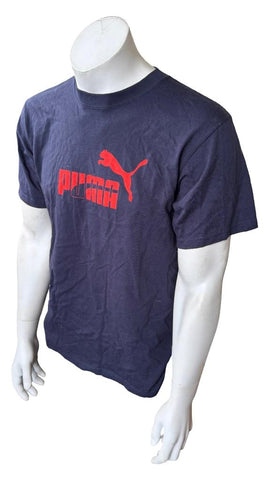 Anvil Men's Puma Big Cat Graphic Navy Short Sleeve Shirt Size Medium