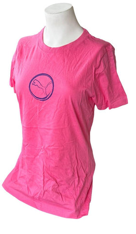 Next Level Women's Puma Big Cat Logo Pink Short Sleeve Shirt Size Medium