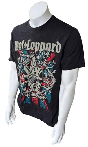 Ten Men's Def Leppard Rock Of Ages Graphic Black Short Sleeve Shirt Size Large