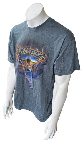 Gildan Men's Mossy Oak It's An Obsession Gray Short Sleeve Shirt Size Large
