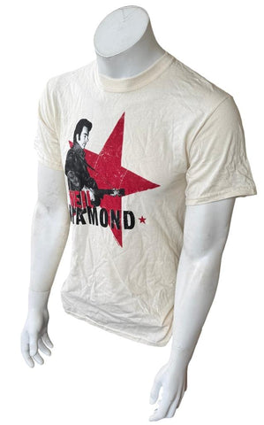 Gildan Men's Neil Diamond Graphic Beige Short Sleeve Shirt Size Small