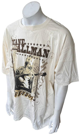 Anvil Men's Duane Allman Skydog Graphic Beige Short Sleeve Shirt Size 3XL