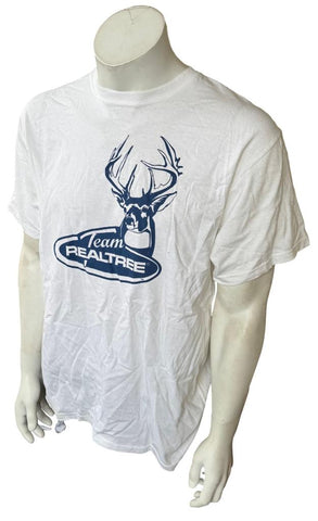 Anvil Men's Team Realtree Buck Graphic White Short Sleeve Shirt Size Large