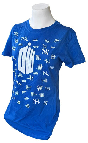 Ripple Junction Women's Doctor Who Tally Marks Graphic Blue Shirt Size Large