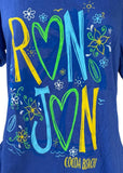 Ron Jon Surf Shop Women's Heart Cocoa Beach Graphic Blue Shirt Size Medium