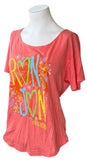 Ron Jon Surf Shop Women's Heart Cocoa Beach Graphic Orange Shirt Size Medium
