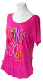 Ron Jon Surf Shop Women's Heart Cocoa Beach Graphic Pink Shirt Size Medium