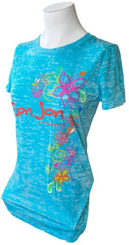 Next Level Women's Ron Jon Cocoa Beach Blue Short Sleeve Shirt Size Medium