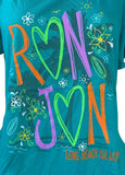 Pimatee Women's Ron Jon Long Beach Island Teal Short Sleeve Shirt Size Large