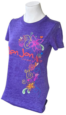 Next Level Women's Ron Jon Cocoa Beach Purple Short Sleeve Shirt Size Medium