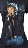 Hanes Women's Rod Stewart Singing Graphic Black Short Sleeve Shirt Size Small
