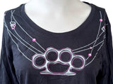 Anvil Women's Lethal Angel Brass Knuckle Black Long Sleeve Shirt Size Large