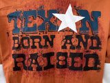 Delta Men's Texan Born And Raised Orange Short Sleeve Shirt Size Large