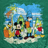 Disney Youth Mickey & Friends Surfing Green Short Sleeve Shirt Size Medium