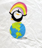 Anvil Youth Earth Day 2010 Penguin Graphic White Short Sleeve Shirt Size Large