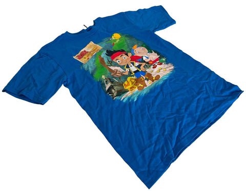 Disney Youth Jake And The Never Land Pirates Blue Short Sleeve Shirt Size Medium
