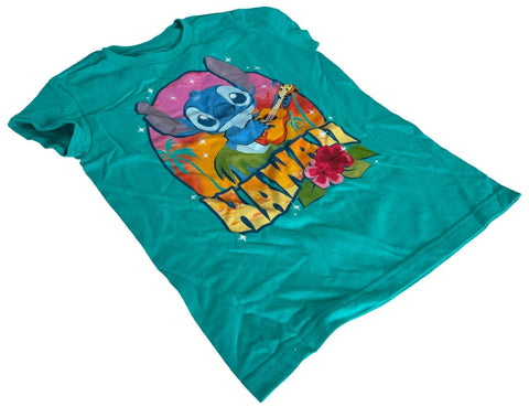 Disney Youth Lilo & Stitch Hawaii Graphic Teal Short Sleeve Shirt Size Medium