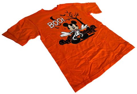 Disney Youth Mickey Mouse Halloween Boo! Orange Short Sleeve Shirt Size Medium
