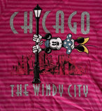 Disney Youth Minnie Mouse Chicago The Windy City Graphic Pink Shirt Size Medium