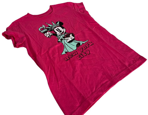 Disney Youth Minnie Mouse New York City Graphic Pink Shirt Size Large