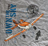 Disney Youth Planes Dusty Own The Sky Graphic Gray Short Sleeve Shirt Size M