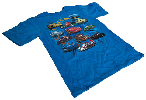 Disney Youth Cars 2 Lightning McQueen & Friends Graphic Blue Shirt Size Medium
