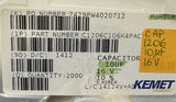 Reel of 1200 Kemet C1206C106K4PACTU Multilayer Ceramic Capacitor 10 µF 16 V ±10%